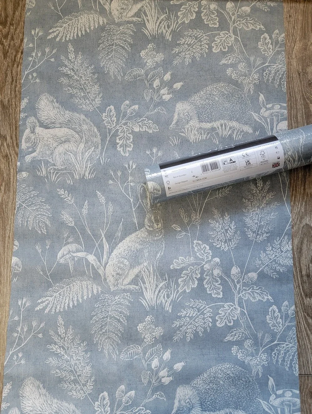 Wallpaper Woodland Blue Toile Animals
